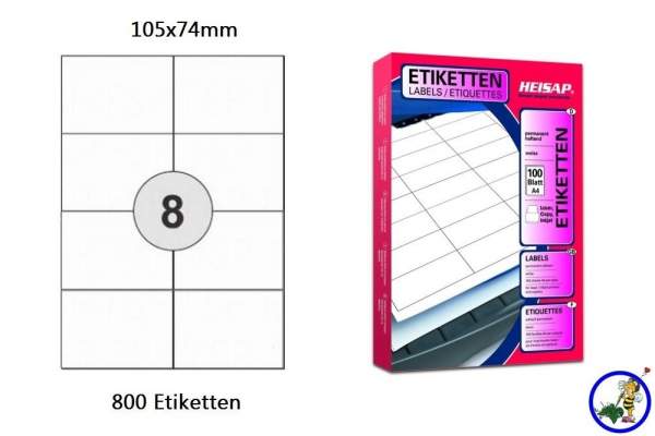 Papier-Etiketten 105x74mm DIN A4 weiß Druckeretiketten Label