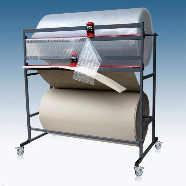 Doppelschneidständer für Folien Pappe Papier Schnittbreite 1250mm für 2 Rollen fahrbar