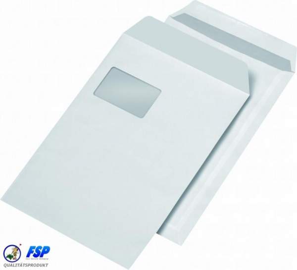 Weiße Versandtasche DIN C4 229x324mm mit Fenster selbstklebend